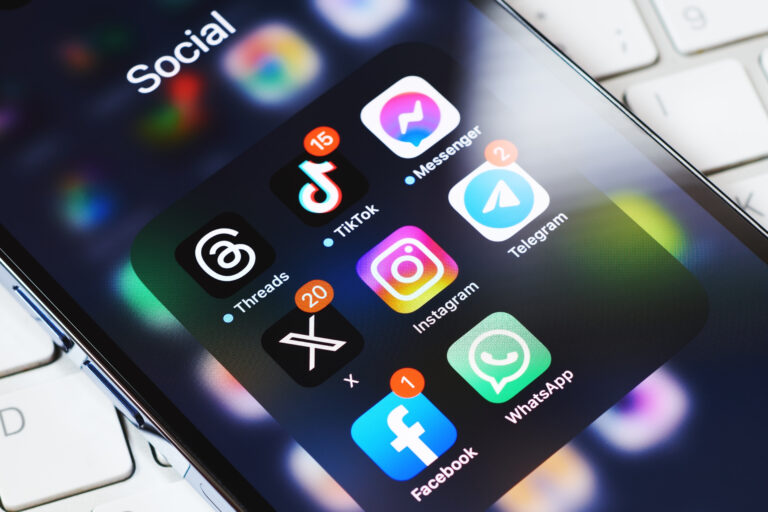 Social media apps in a folder on an iPhone