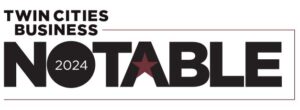 Logo for Twin Cities Business Notable 2024, with the word "Notable" featuring a red star in place of the letter "A", celebrating marketing awards and accolades.