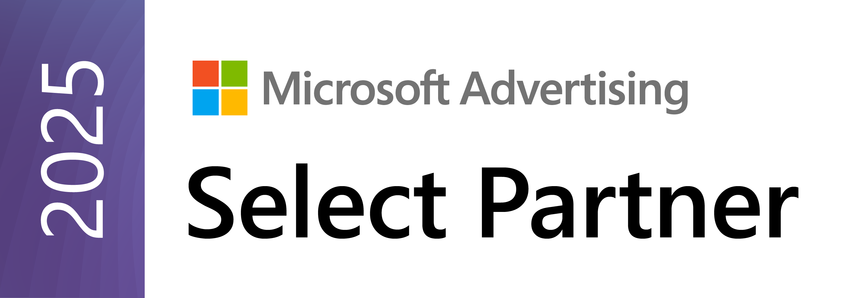 Banner proudly showcasing "2025 Microsoft Advertising Select Partner" alongside the iconic Microsoft logo, celebrating our Marketing Awards & Accolades.