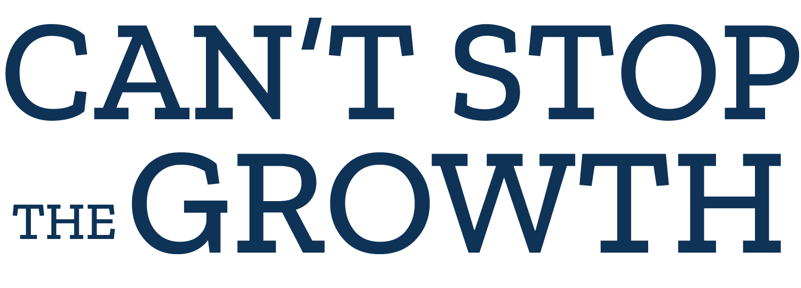Text reads: "CAN'T STOP THE GROWTH" with "GROWTH" in bolder, larger font, highlighting the power of Partners & Associations.