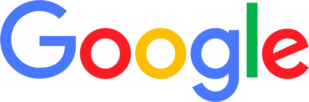 The Google logo with the word "Google" in bold, colorful letters: blue "G", red "o", yellow "o", blue "g", green "l", and red "e" on a transparent background.