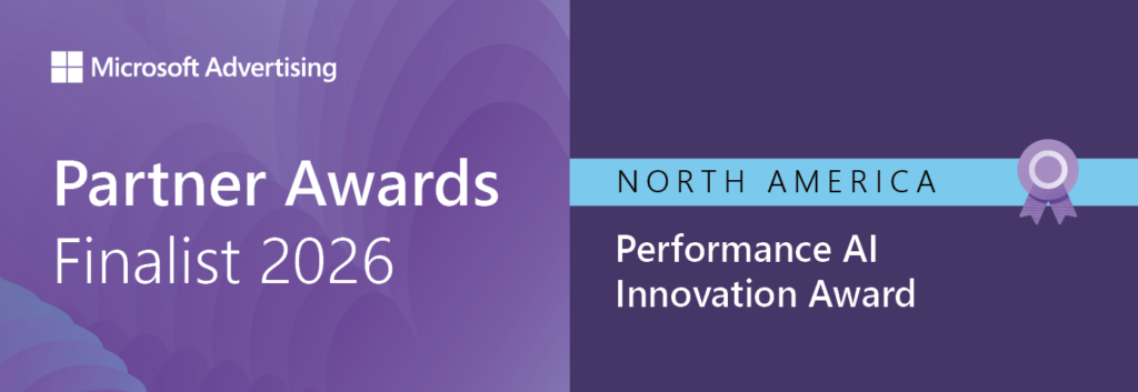 Microsoft Advertising Partner Awards 2026 Finalist graphic for the North America Performance AI Innovation Award.
