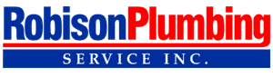 Robison Plumbing Service Inc. logo with "Robison" in blue, "Plumbing" in red, and "Service Inc." in white text on a blue background—proudly featured among local Home Service Success Stories.