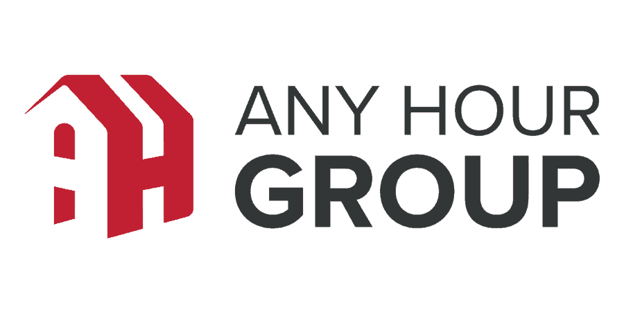 Any Hour Group logo with a red stylized "AH" resembling a house on the left and the words "Any Hour Group" in black text on the right.