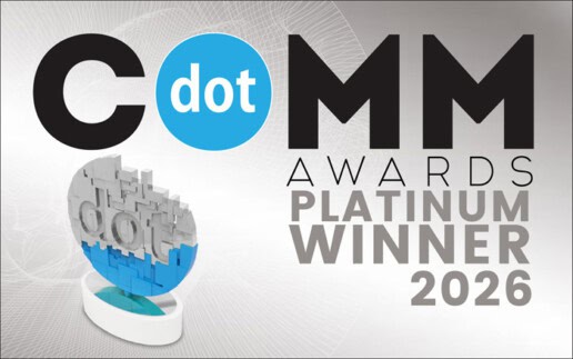 COMM Awards Platinum Winner 2026 graphic with a stylized trophy and the word "dot" featured prominently in the design, celebrating outstanding Marketing Awards & Accolades.